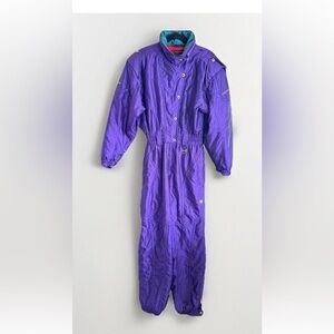 Vintage 80s Descente Ski Suit Snowsuit One Piece Apres Snow Bib Women’s Size 14